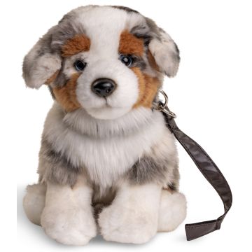 Australischer Schäferhund Welpe, sitzend (mit Leine) - 22 cm (Höhe) -- Plüsch-Hund