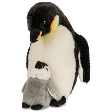 Kaiserpinguin mit Baby - 26 cm (Höhe) -- Plüsch-Vogel, Pinguin