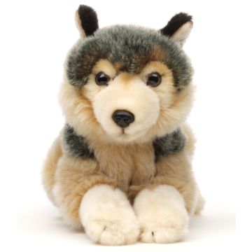 Grauwolf, liegend - 22 cm (Länge)