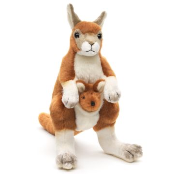 Känguru mit Baby (angenäht, nicht entnehmbar), stehend - 23 cm (Höhe)