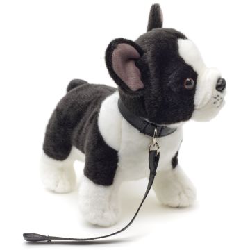 Französische Bulldogge (schwarz-weiß) - Mit Leine - 25 cm (Länge)