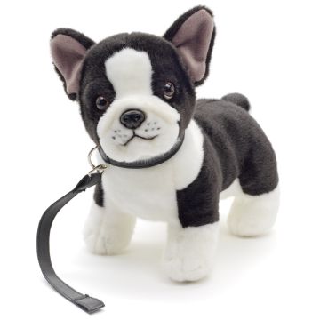 French Bulldog (black and white) - With Leash - 25 cm (length) -- Plush Dog