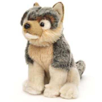 Grauwolf Junges, sitzend - 26 cm (Länge)