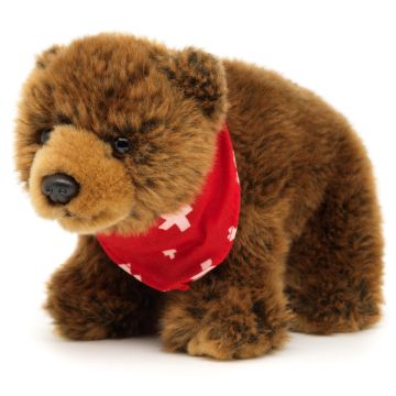 Braunbär mit Halstuch, stehend - 20 cm (Länge) -- Plüsch-Bär