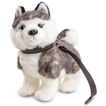 Husky Welpe grau, stehend (mit Leine) - 21 cm (Länge)