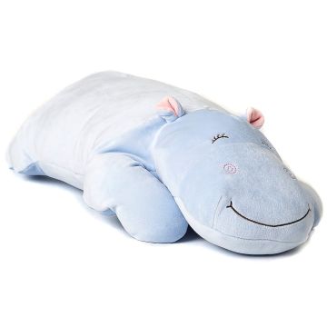 Plüsch-Kissen - Nilpferd hellblau - ultraweich - 56 cm (Länge)