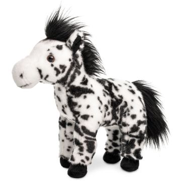 Pferd weiß mit schwarzen Flecken, stehend - 28 cm (Höhe)