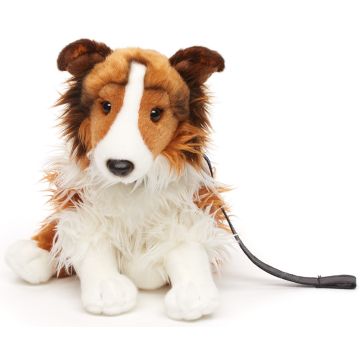 Langhaarcollie, sitzend (mit Leine) - 27 cm (Höhe) -- Plüsch-Hund, Collie
