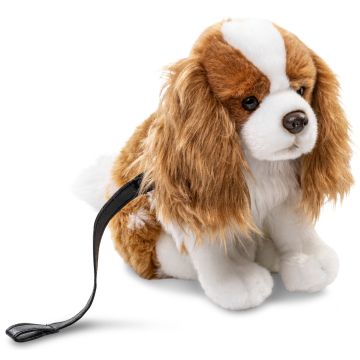 Cocker Spaniel, sitzend (mit Leine) - braun-weiß - 23 cm (Höhe)