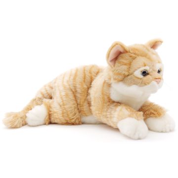 Katze mit getigertem Fell, liegend (rot-braun) - 38 cm (Länge)