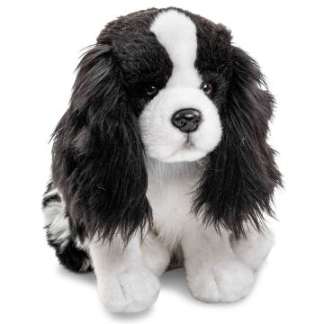 Cocker Spaniel, sitzend (ohne Leine) - schwarz-weiß - 23 cm (Höhe)