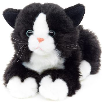 Cat, lying (black and white) - 20 cm (length)