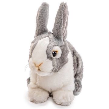 Kaninchen, sitzend (grau-weiß) - 20 cm (Länge)