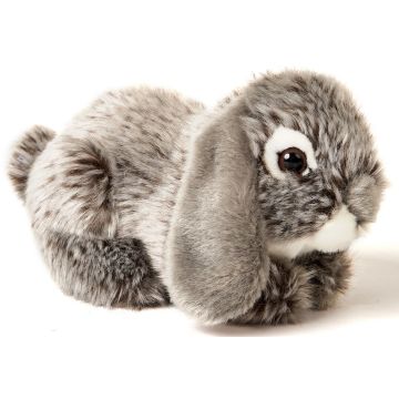 Lop-eared Rabbit, lying (gray) - 18 cm (length) -- Plush Bunny