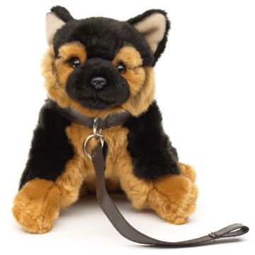 German Shepherd Puppy, sitting - With Leash - 18 cm (height) -- Plush Dog