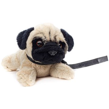 Mops Plushie (mit Leine) - 21 cm (Länge)
