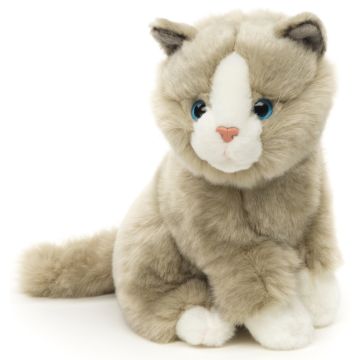 Katze grau, sitzend - 21 cm (Höhe)