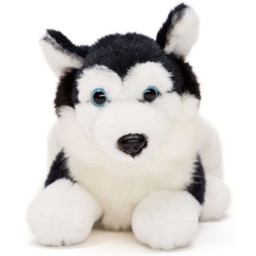 Husky black, lying - 17 cm