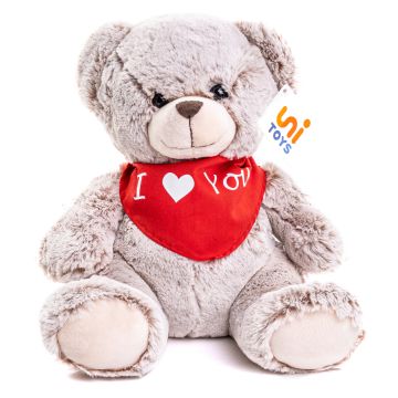 Teddybär, superweich (hellbraun) - Mit Halstuch "I ❤️ You" - 24 cm (Höhe)