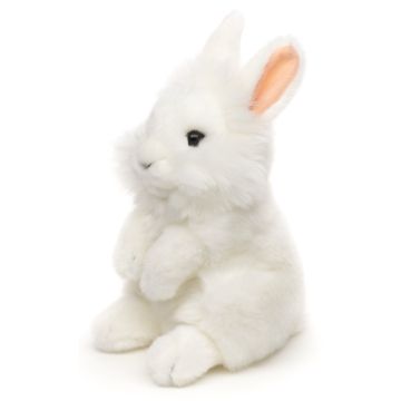 Angora Rabbit, standing (white) - 18 cm (height) -- Plush Bunny