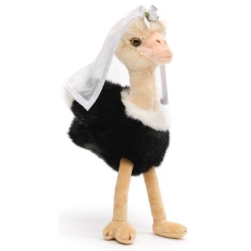 Vogel Strauß mit Braut-Schleier - 28 cm (Höhe)