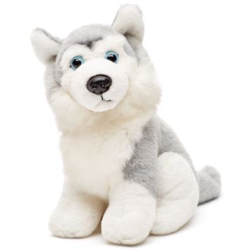 Husky Plushie, sitzend (grau) - 16 cm (Höhe)