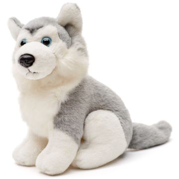 Husky Plushie, sitzend (grau) - 16 cm (Höhe)