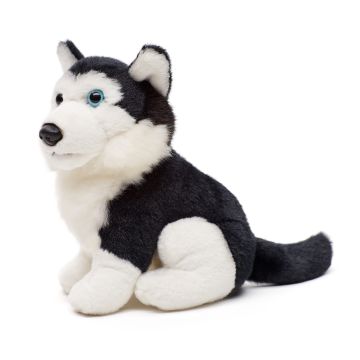 Husky Plushie, sitzend (schwarz) - 16 cm (Höhe)