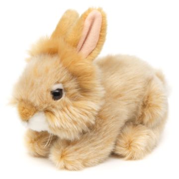 Angora Rabbit, lying (beige) - 18 cm (length) -- Plush Bunny