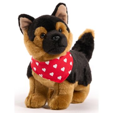 Deutscher Schäferhund mit Halstuch "❤️" - 26 cm (Länge) -- Plüsch-Hund
