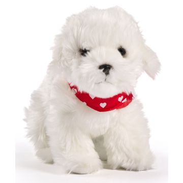 Malteser, stehend - Mit Halstuch (Herzchen-Motiv) - 32 cm (Länge)