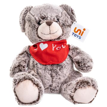 Teddybär, superweich (dunkelbraun) - Mit Halstuch "I ❤️ You" - 24 cm (Höhe)