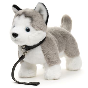 Husky grau, stehend (mit Leine) - 30 cm (Länge)