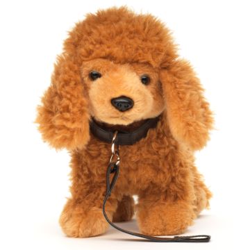 Poodle (brown), standing (with Leash) - 30 cm (length) -- Plush Dog
