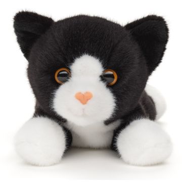 Katze schwarz-weiß, liegend - 20 cm (Länge)