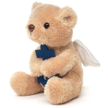 Schutzengel-Teddybär mit blauem Anker - Plushie - 13 cm (Höhe)