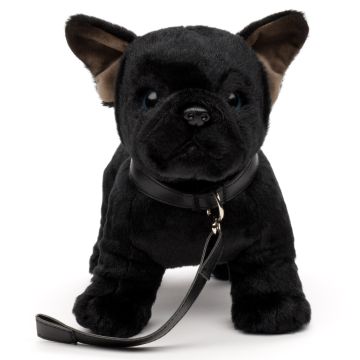 Französische Bulldogge (schwarz) - Mit Leine - 26 cm (Länge) - 'Eco-Line' - 100 % recyceltes Material