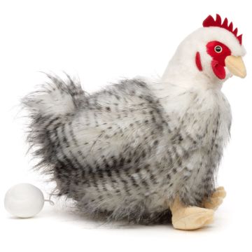 Henne, sitzend - Mit Ei - 25 cm (Höhe) -- Plüsch-Huhn