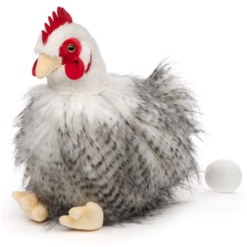 Henne, sitzend - Mit Ei - 25 cm (Höhe) -- Plüsch-Huhn