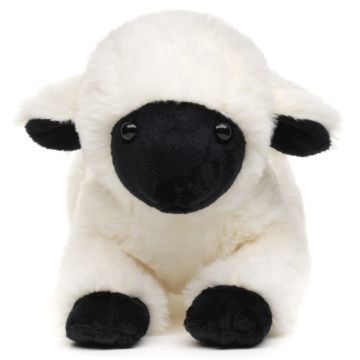 Lamm schwarz-weiß, liegend - 21 cm (Länge) -- Plüsch-Schaf